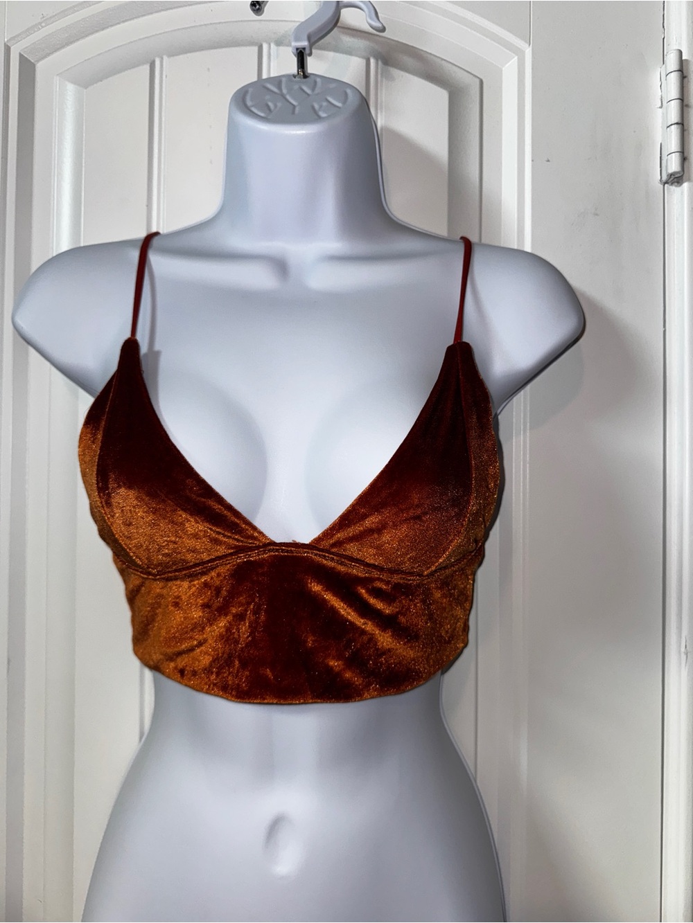 Velvet Spaghetti Strap Bralette - Rust festival western cowgirl